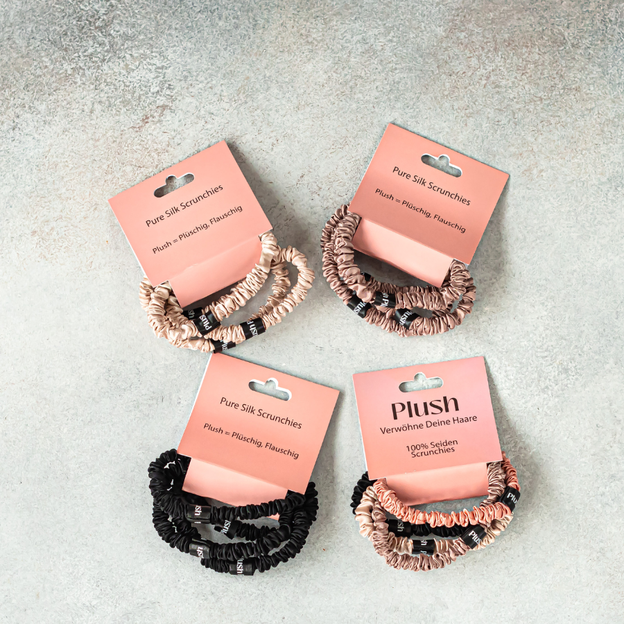 Plush | Kleine Seiden Scrunchies 4er Set Locken Accessoires Plush