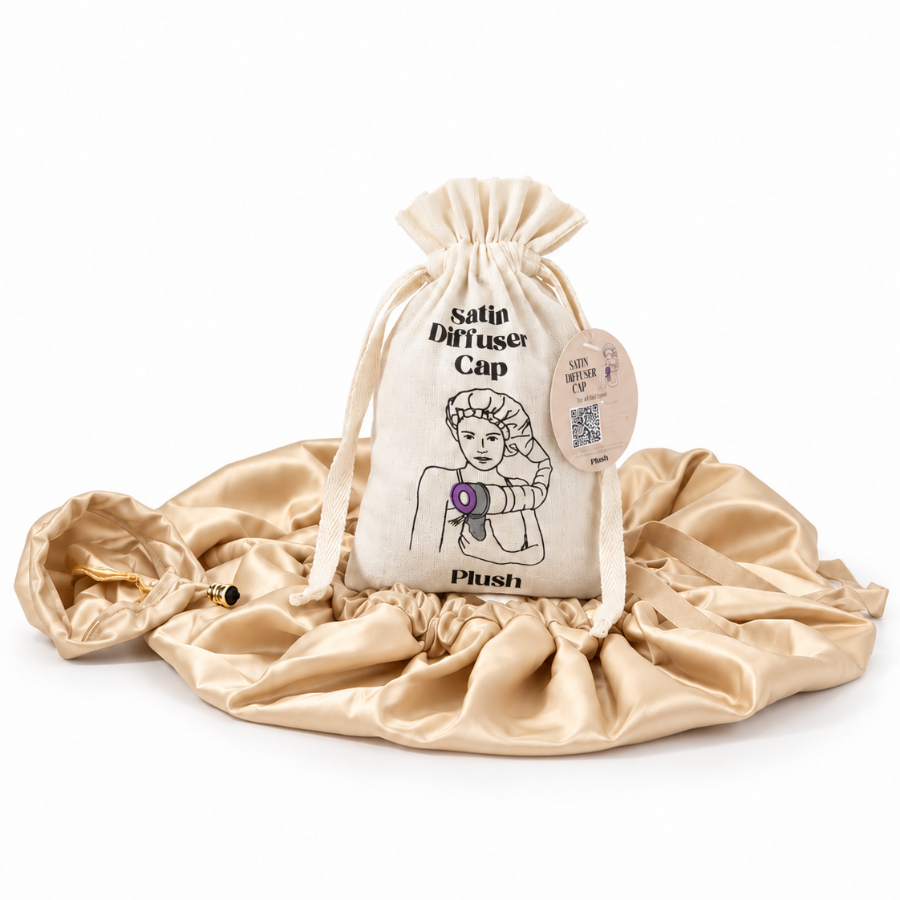 Plush | Satin Diffuser Cap | Aufblasbare Diffusor-Föhnhaube Locken Accessoires Plush