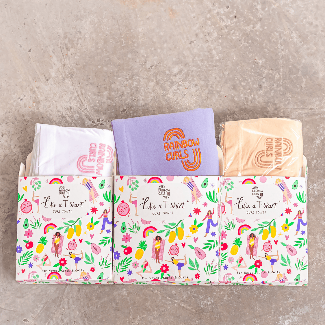 Rainbow Curls | 3x Like a T-shirt Locken Handtuch | Set Alle Farben Bundle Rainbow Curls