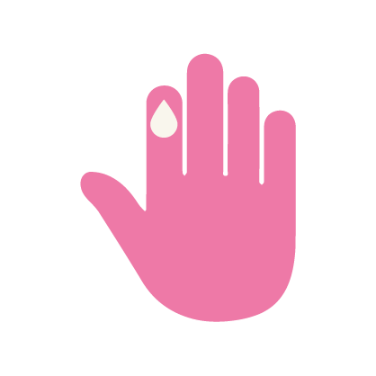 Pinkes Hand-Icon mit Tropfen auf dem Zeigefinger