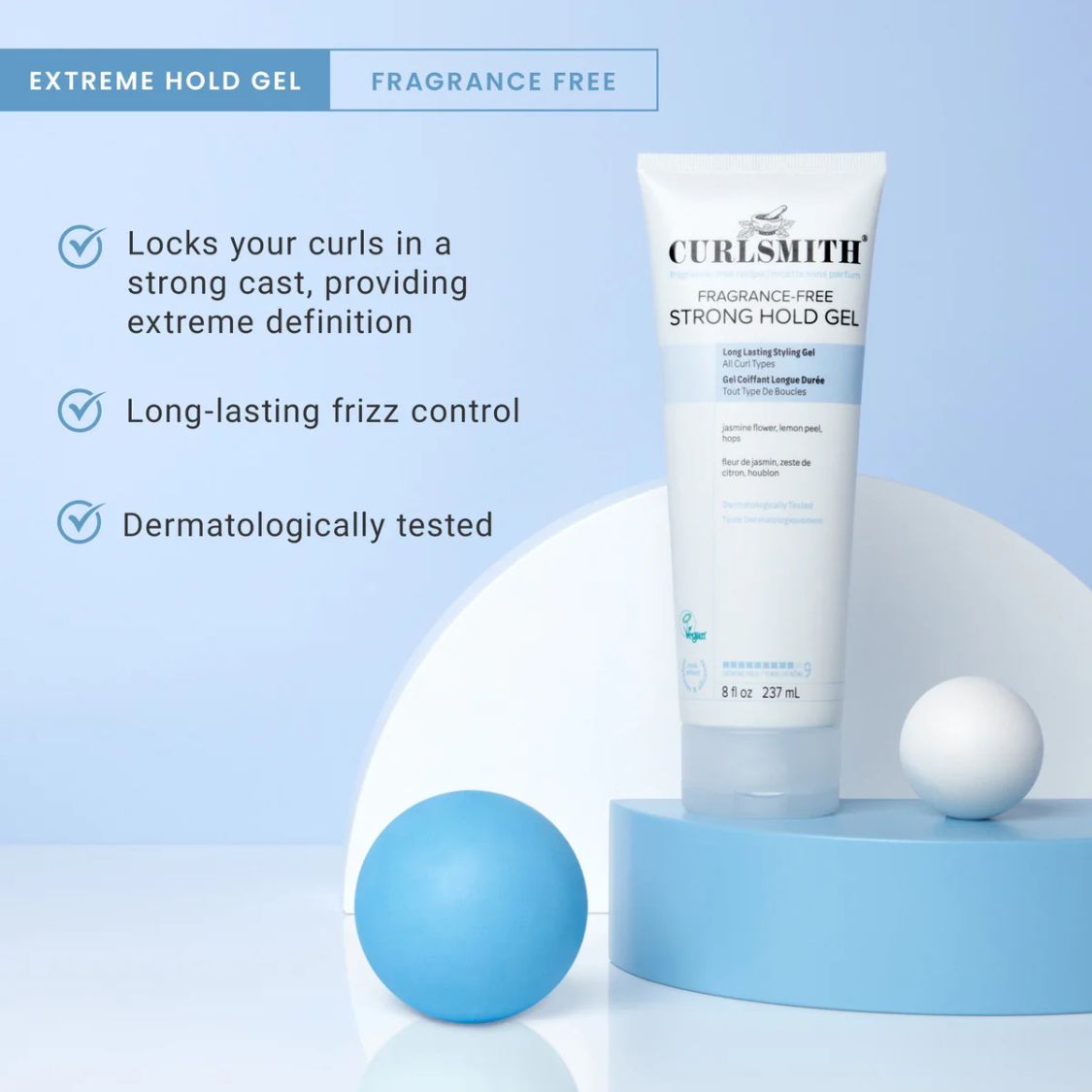 CURLSMITH | Fragrance-Free Strong Hold Gel /237ml Locken Gel CURLSMITH