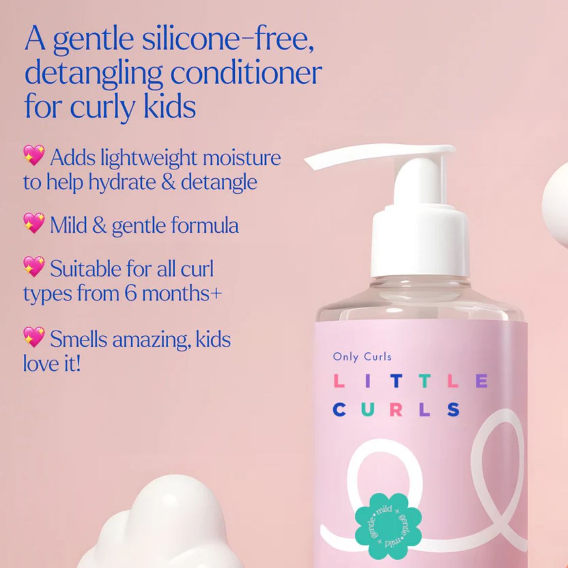 Only Curls Little Curls Bundle For Kids - 4x 200ml Curly Hair Care Set (Shampoo, Conditioner, Detangler, Leave-In)