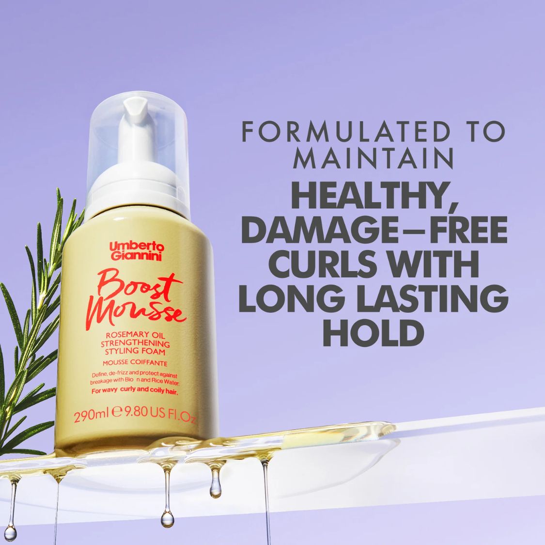 Umberto Giannini | Strong Curls Boost Mousse Rosemary Oil Strengthening Styling Foam /290ml Lockenschaum Umberto Giannini